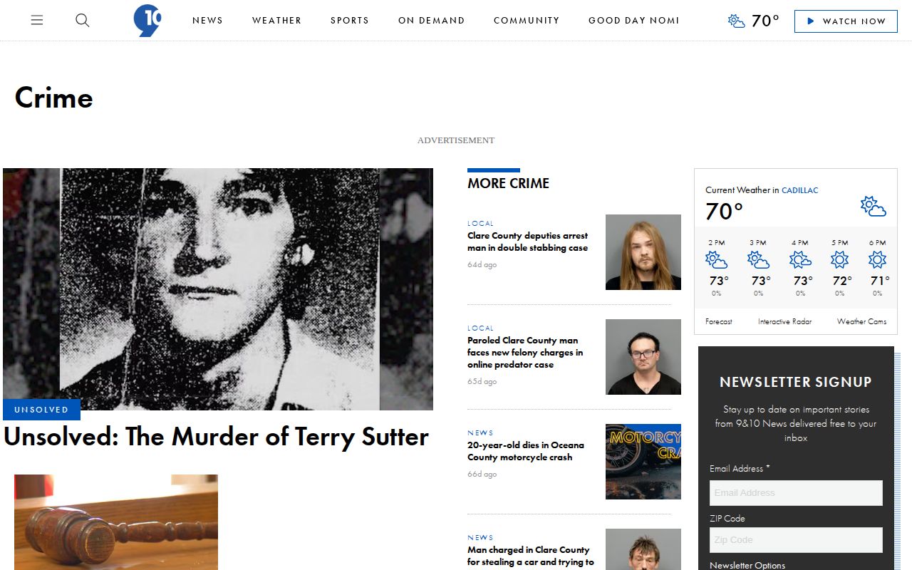 9 and 10 News regional crime and arrest coverage page