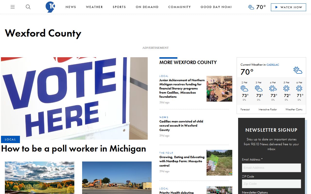 9 and 10 News Wexford County topic page